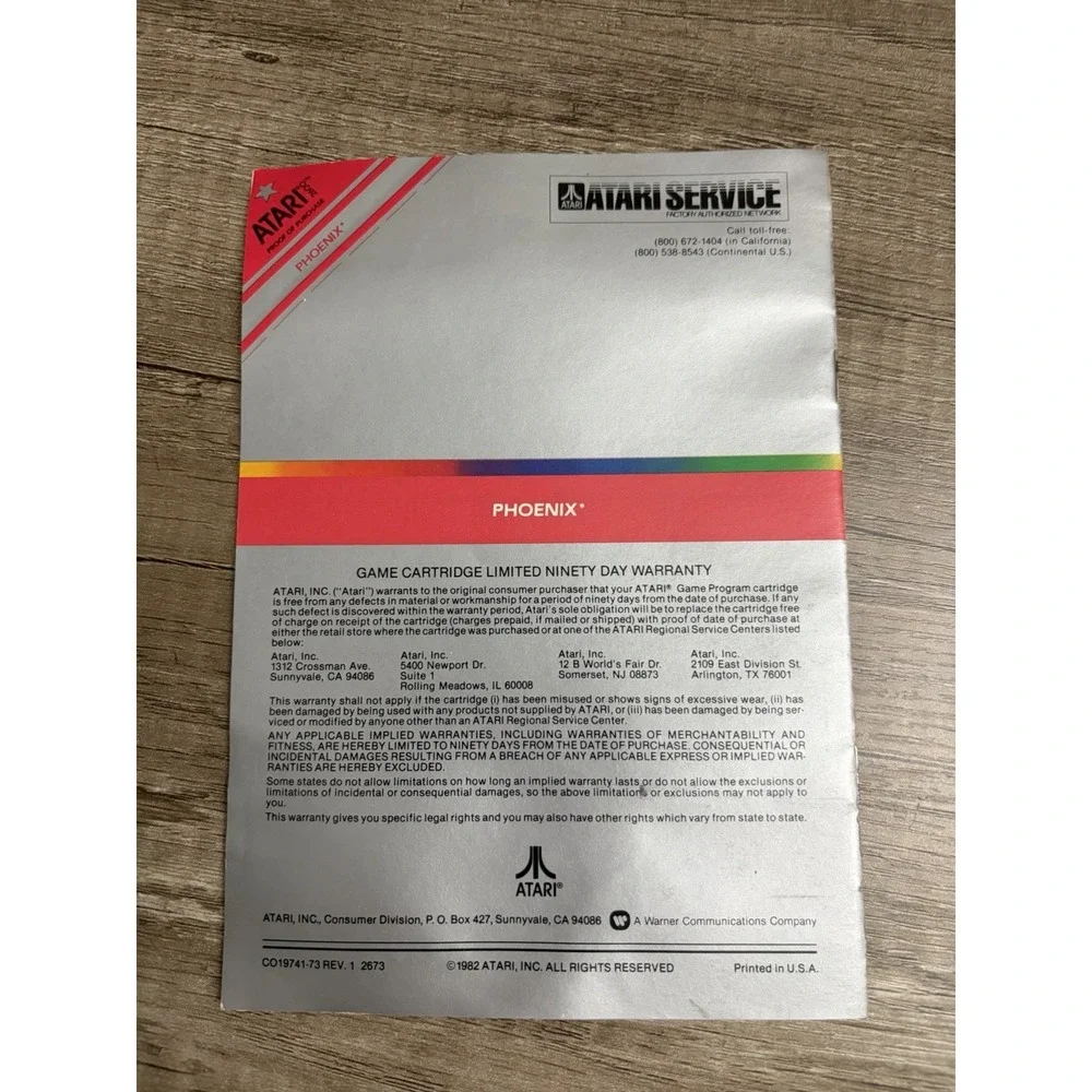 Atari Game Program Instruction Booklet - Phoenix - Very Good !!!